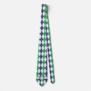 On the Green Argyle Men's Neck Tie