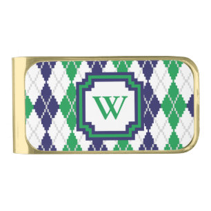 On the Green Argyle Money Clip