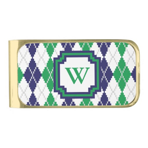 On the Green Argyle Money Clip