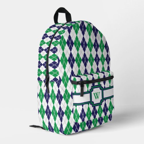 On the Green Argyle Printed Backpack