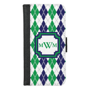 On the Green Argyle Smartphone Wallet Case