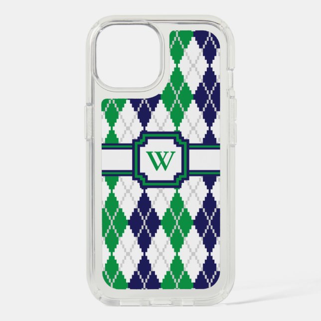 On the Green Argyle Speck Phone Case (Front)