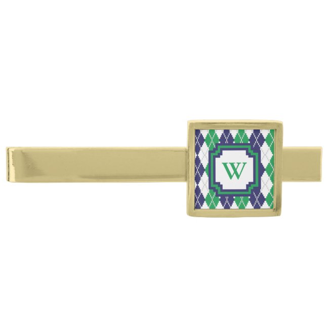 On the Green Argyle Tie Bar (Front)