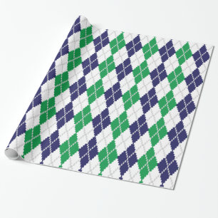 On the Green Argyle Wrapping Paper