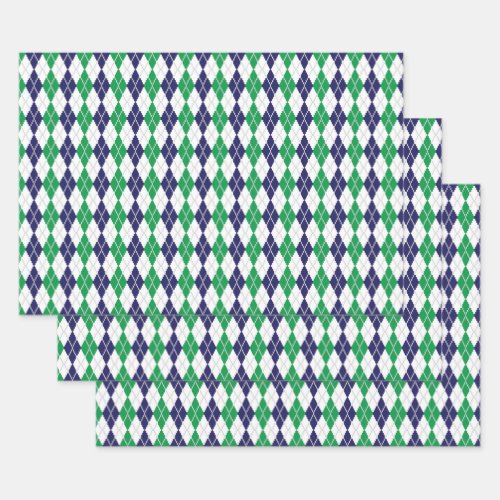 On the Green Argyle Wrapping Paper Set