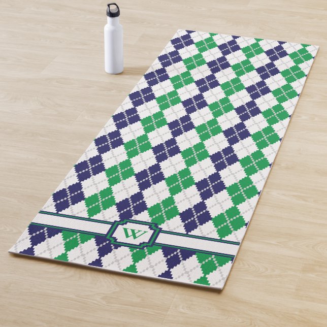 On the Green Argyle Yoga Mat (In Situ)