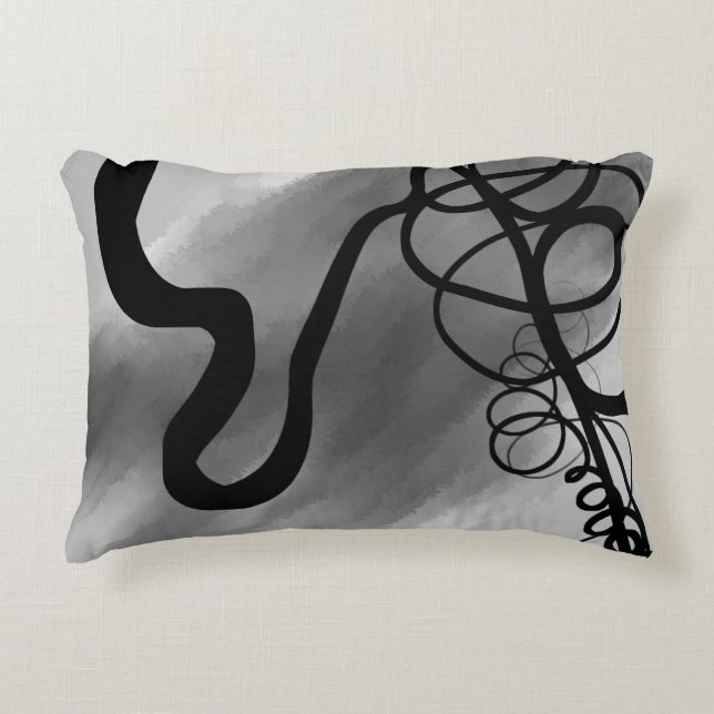 On the Grid: Abstract Gray, Black & White Accent Pillow (Front)