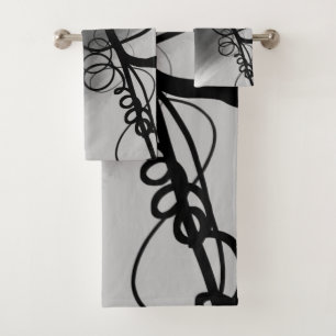 On the Grid: Abstract Gray, Black & White Bath Towel Set