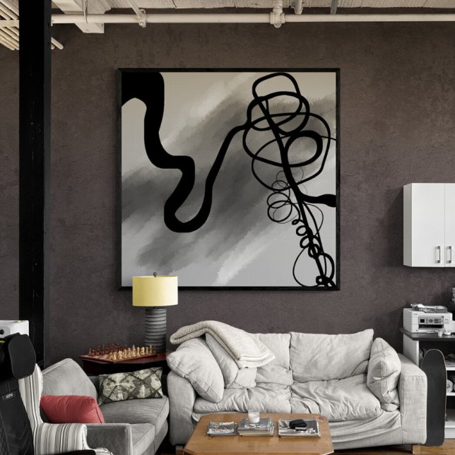 On the Grid: Abstract Gray, Black & White Canvas Print (Creator Uploaded)