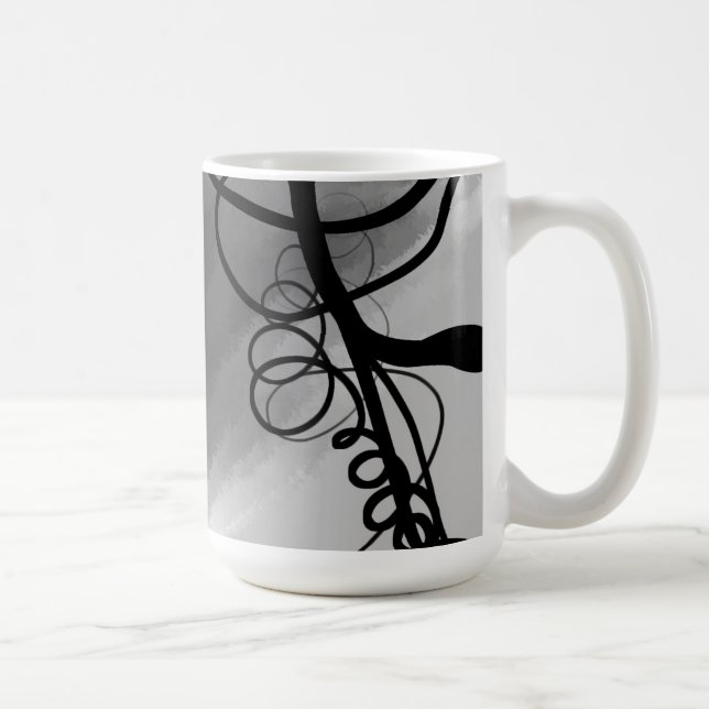On the Grid: Abstract Gray, Black & White Coffee Mug (Right)