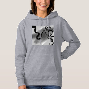 On the Grid: Abstract Gray, Black & White Hoodie