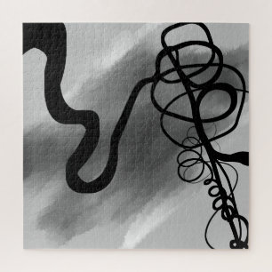 On the Grid: Abstract Gray, Black & White Jigsaw Puzzle
