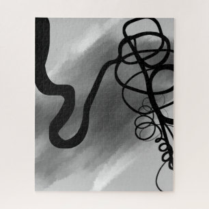 On the Grid: Abstract Gray, Black & White Jigsaw Puzzle