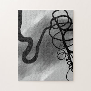 On the Grid: Abstract Gray, Black & White Jigsaw Puzzle