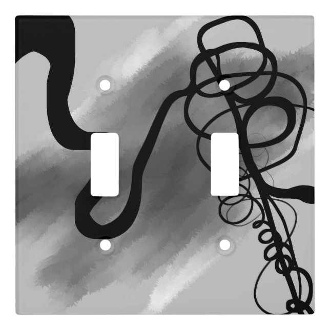 On the Grid: Abstract Gray, Black & White Light Switch Cover (Front)