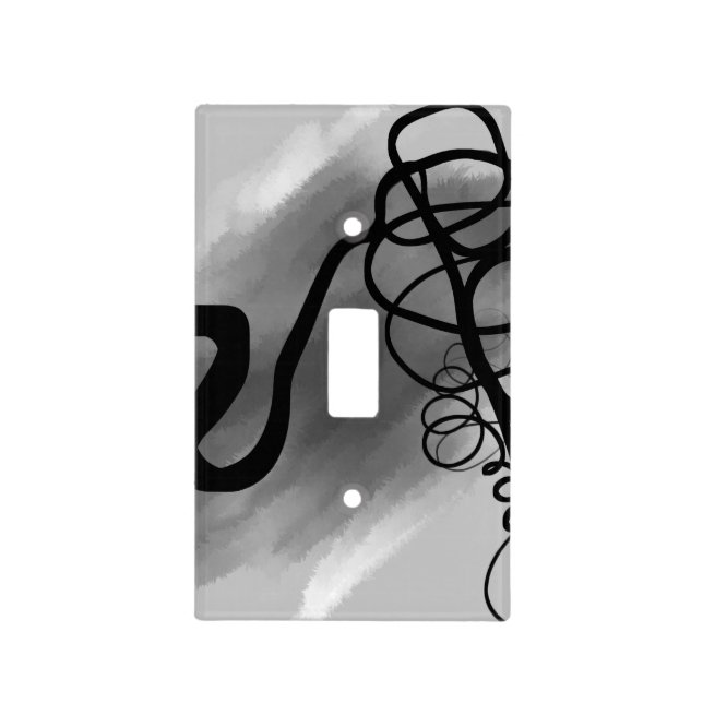 On the Grid: Abstract Gray, Black & White Light Switch Cover (Front)