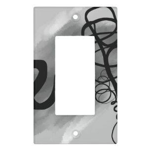 On the Grid: Abstract Gray, Black & White Light Switch Cover