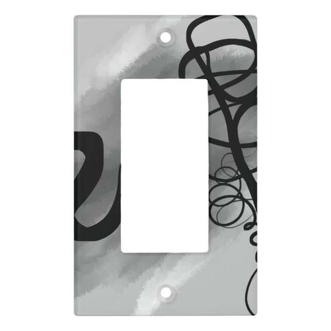On the Grid: Abstract Gray, Black & White Light Switch Cover (Front)