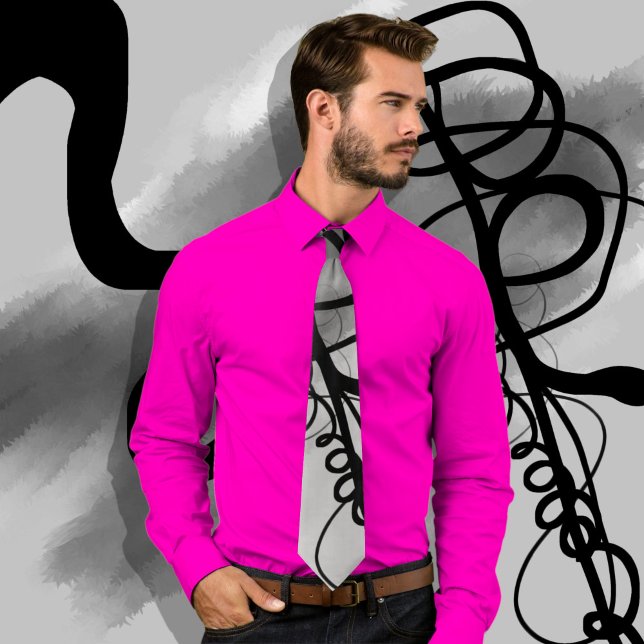 On the Grid: Abstract Gray, Black & White Neck Tie (Creator Uploaded)