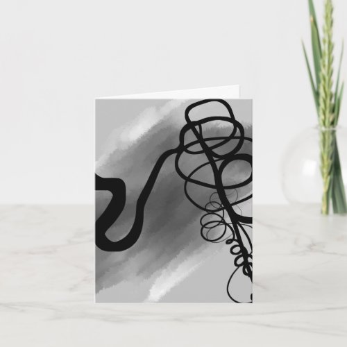 On the Grid Abstract Gray Black  White Note Card
