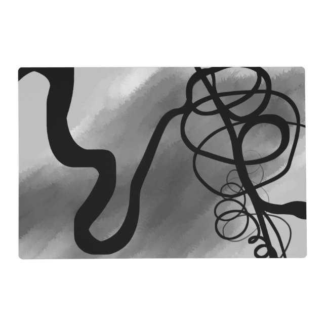 On the Grid: Abstract Gray, Black & White Placemat (Front)