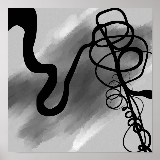 On the Grid: Abstract Gray, Black & White Poster (Front)