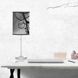 On the Grid: Abstract Gray, Black & White Table Lamp