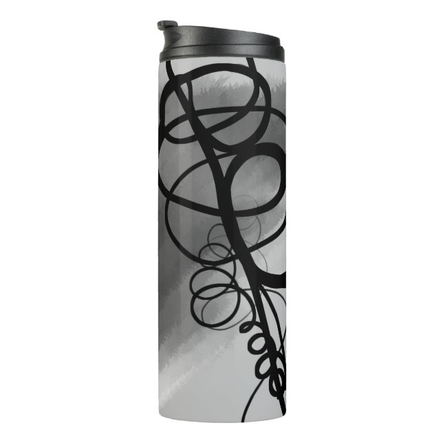 On the Grid: Abstract Gray, Black & White Thermal Tumbler (Rotated Right)
