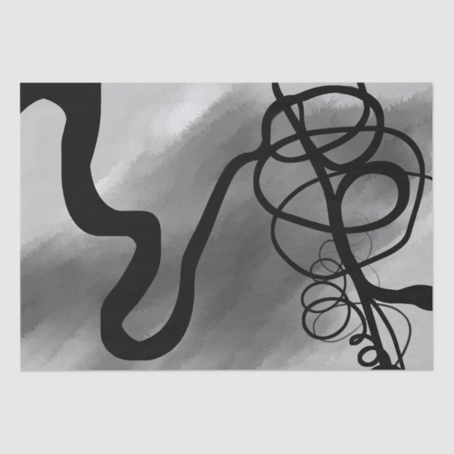 On the Grid: Abstract Gray, Black & White Tissue Paper (Front)