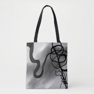 On the Grid: Abstract Gray, Black & White Tote Bag
