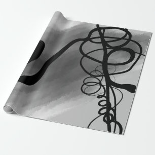 On the Grid: Abstract Gray, Black & White Wrapping Paper