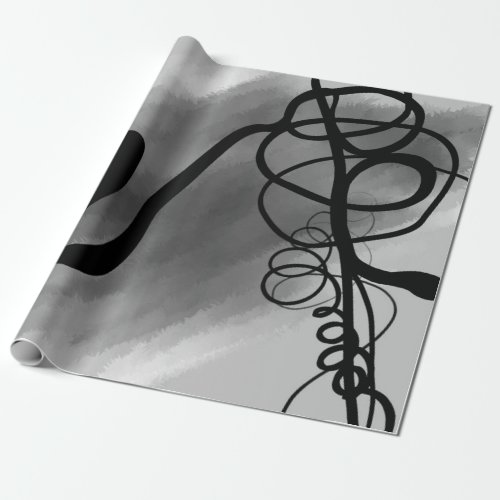 On the Grid Abstract Gray Black  White Wrapping Paper