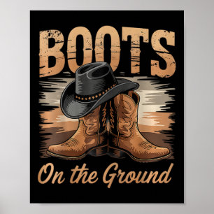On The Ground Cowgirl Line Dance Women Poster