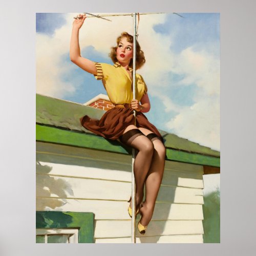 On the House Fixing Pin Up Art Poster