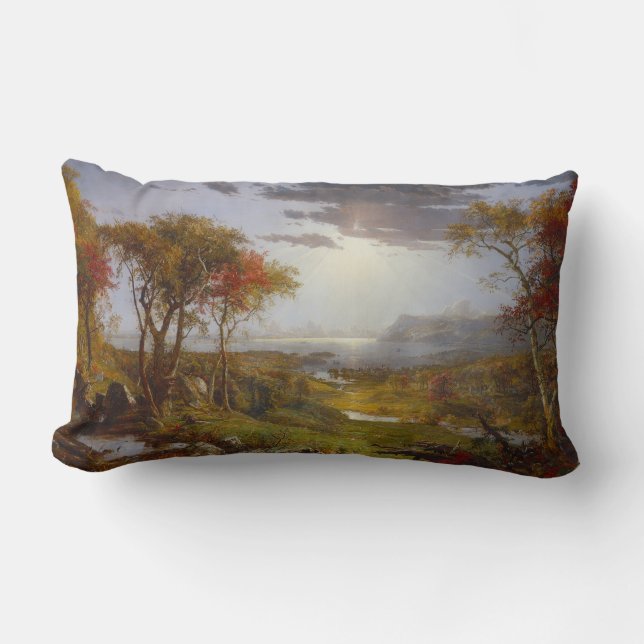 On the Hudson River, 1860 (oil on canvas) Lumbar Pillow (Front)