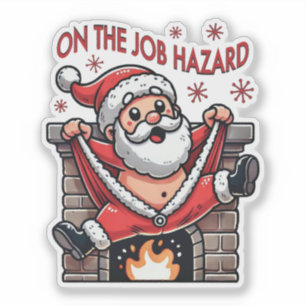 On the Job Hazard Santa on Fire Sticker