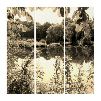 On the lake, calm and colorless triptych