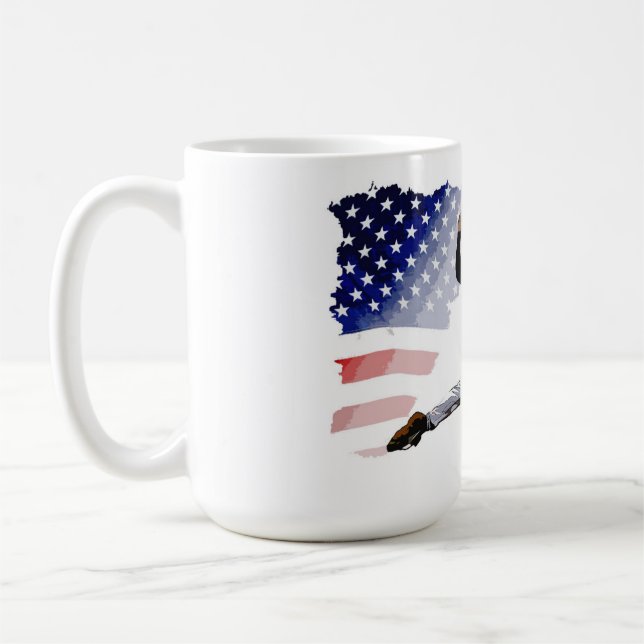 On The Mound - Baseball Pitcher and US Flag Coffee Mug (Left)