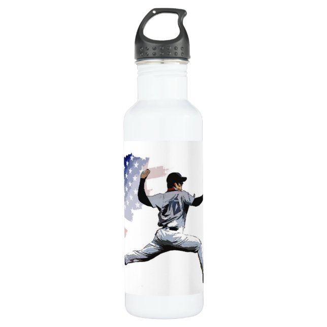 On The Mound - Baseball Pitcher Placemat Stainless Steel Water Bottle (Front)