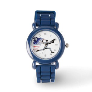 On The Mound - Baseball Player and US Flag  Watch