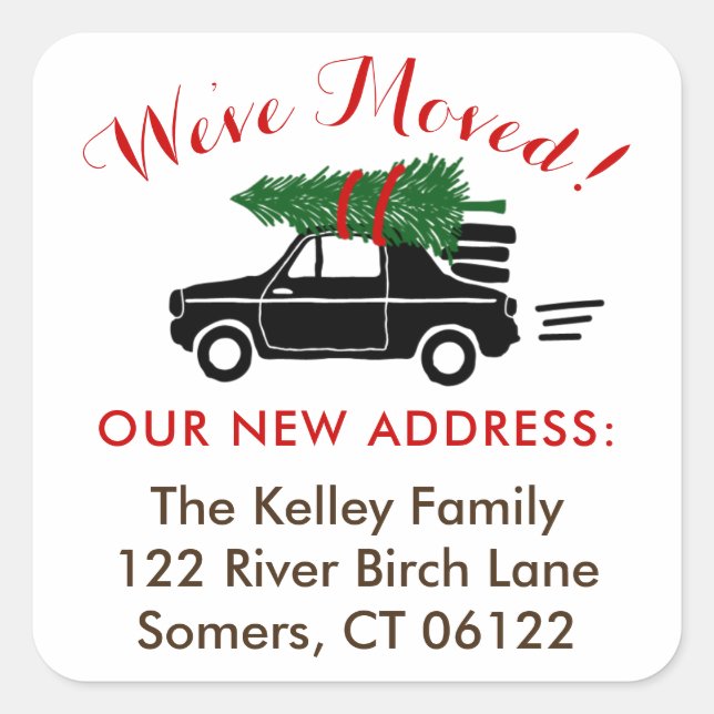 On The Move, Holiday Personalized Address Sticker (Front)
