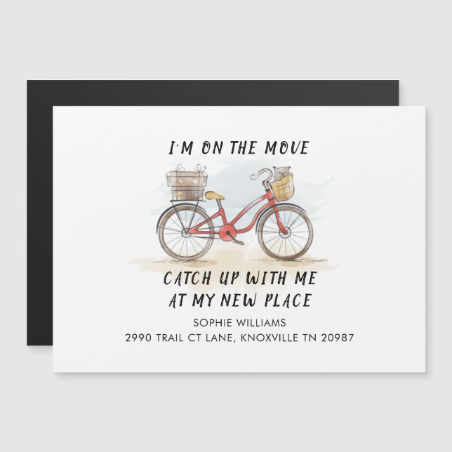 On the Move Watercoler Bicycle New Address Moving (Front/Back)