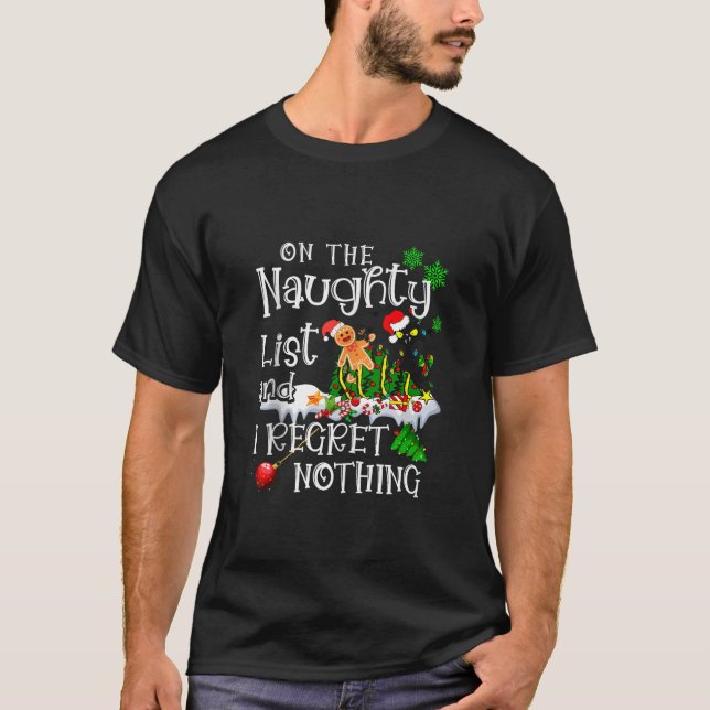 On The Naughty List And I Regret Nothing Black cat T-Shirt (Front)