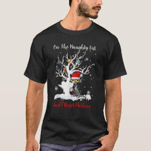 On The Naughty List And I Regret Nothing Black Cat T-Shirt