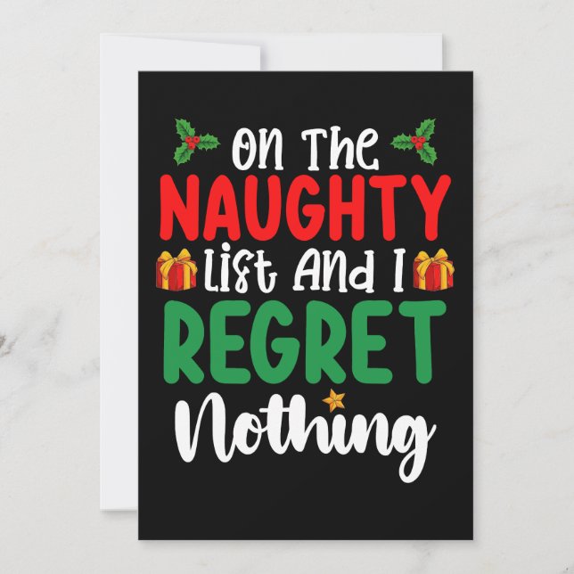 On The Naughty List And I Regret Nothing Christmas Invitation (Front)
