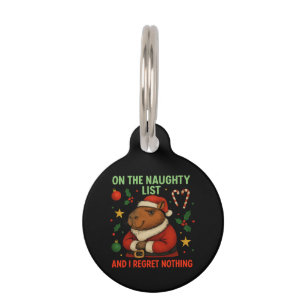 On the Naughty List and I Regret Nothing Christmas Pet ID Tag