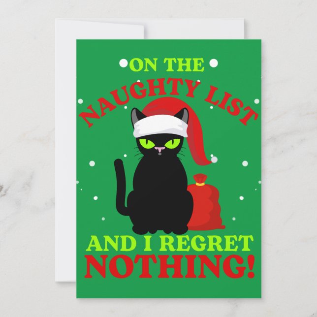 On The Naughty List and i Regret Nothing Thank You Card (Front)