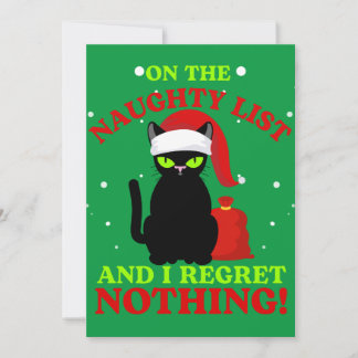 On The Naughty List and i Regret Nothing Thank You Card