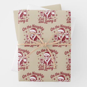 On The Naughty List And Loving It Wine Christmas Wrapping Paper Sheets