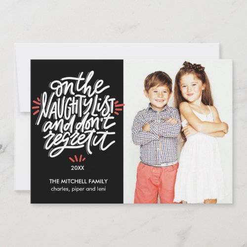 On the Naughty List  Funny Holiday Photo Cards